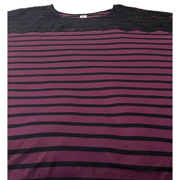 FADED GLORY CAP SLV PULL-OVER TOP, WOMENS, 4X(26W-28W), PURPLE & BLACK STRIPES - Picture 6 of 11